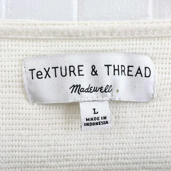 Madewell Women's Cream Texture & Thread V Neck Front Tie Blouse Top Size L - Picture 4 of 4